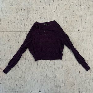 Purple Lace Long Sleeve Crop Top